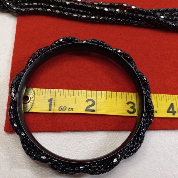 Long Black Five Strand Mesh Chain Necklace and Bracelet - Picture 8 of 9